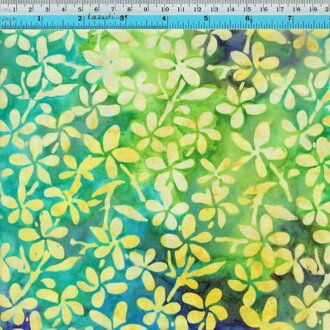 batik zelena modra kvety zlta