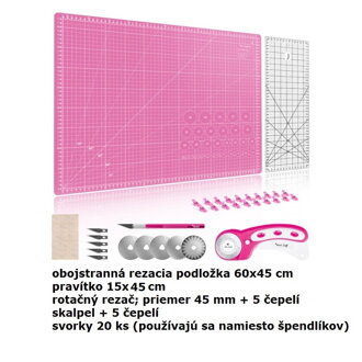 Sada pomôcok na patchwork Texi pink