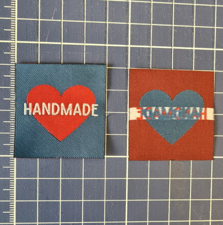 etiketka modra handmade srdce 10 ks 4x4 cm