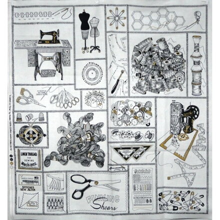 panel sewing black white 55x60cm