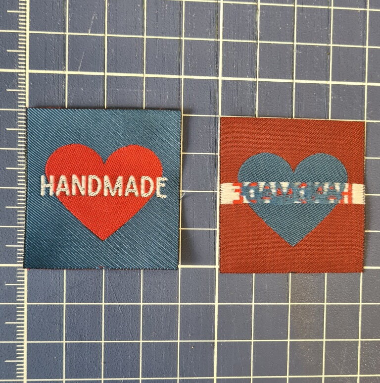 etiketka modra handmade srdce 10 ks 4x4 cm