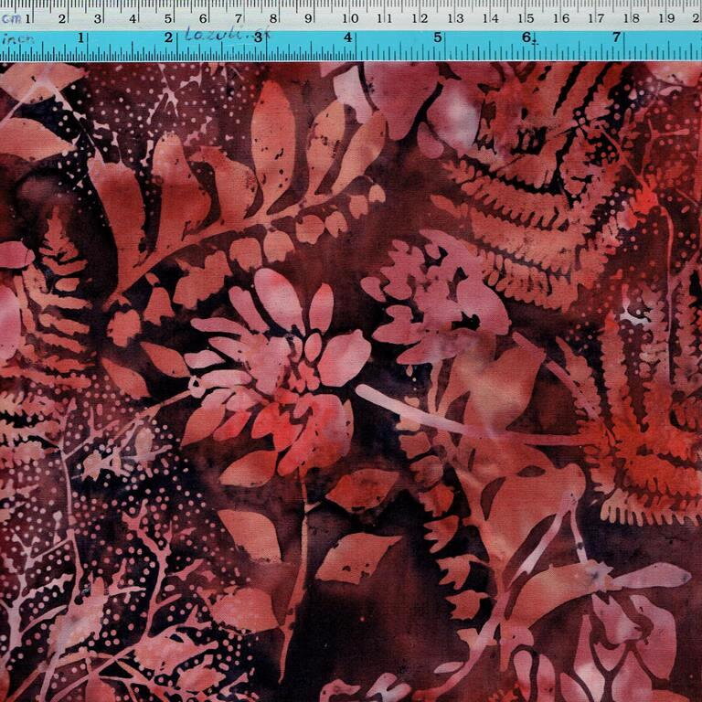 batik cervena hneda paprad listy